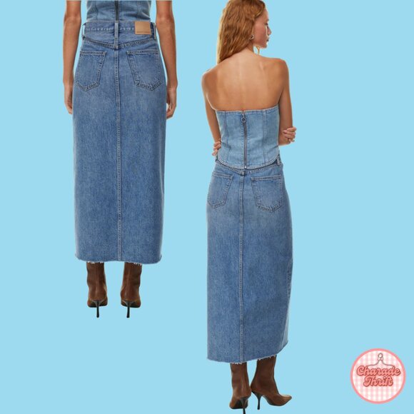 Denim Forum x Aritzia "the 90s vintage maxi jean skirt" - Picture 2 of 5